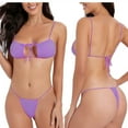 thumbnail image 1 of UTSJKR Extreme Sexy Mini Bikini Sets 2Pcs Swimwear G-String Bottom Swimsuit Summer Fashion Micro Bikinis for Women Purple M, 1 of 5