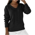 thumbnail image 1 of UTSJKR Fall Cable Knit Sweaters for Women 2024 Fashion Clothing Trendy Solid V Neck Pullover Tops Oversized Chunky Jumper Knitwear Casual Loose Fit Long Sleeve Sweaters Black XXXL, 1 of 8
