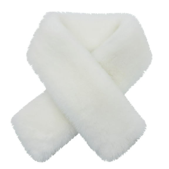 UTSJKR Faux Fur Collar Scarf for Women Faux Fur Scarves Neck Shrug Warm Fuzzy Fleece Scarf for Spring Fall Winter Coat Dress White