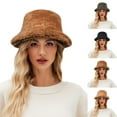 thumbnail image 1 of UTSJKR Faux Fur Winter Bucket Hat for Women Fluffy Warm Hat Wide Brim Solid Color Thick Fisherman Soft Fuzzy Snow Ski Cap Army Green, 1 of 5