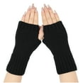thumbnail image 1 of UTSJKR Fingerless Gloves for Women & Men Thumb Hole Cozy Half Fingerless Driving Gloves Knit Mittens Warm Black, 1 of 3
