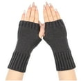 thumbnail image 1 of UTSJKR Fingerless Gloves for Women & Men Thumb Hole Cozy Half Fingerless Driving Gloves Knit Mittens Warm Dark Gray, 1 of 5