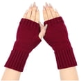 thumbnail image 1 of UTSJKR Fingerless Gloves for Women & Men Thumb Hole Cozy Half Fingerless Driving Gloves Knit Mittens Warm Wine, 1 of 4
