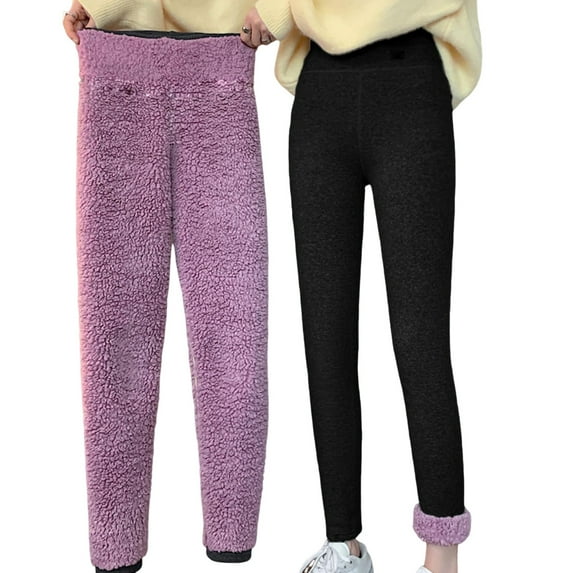 UTSJKR Flash Deals Women's Fleece Lined Leggings Warm Winter Yoga Pants High Waisted Legging Thermal Running Pants Casual Leggings Black XXL