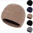thumbnail image 1 of UTSJKR Fleece Lined Cuffed Beanie Hat for Men Women Classic Ribbed Knitted Winter Wool Beanies Cap Solid Warm Skullies Hats Dark Blue, 1 of 3