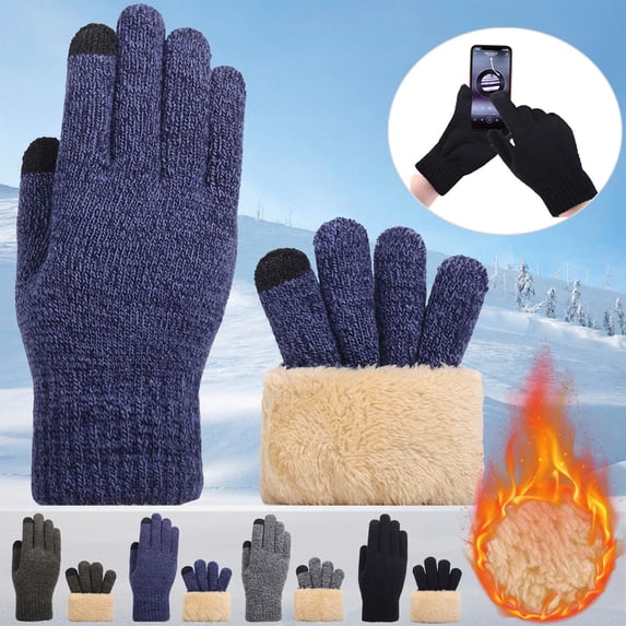 UTSJKR Fleece Lined Gloves Womens Pure Knit Elastic Winter Gloves Outdoor Sports Athletic Comfy Gloves for Cold Weather Black