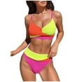 thumbnail image 1 of UTSJKR Girls Swimsuit Bikini Set 2 Piece Bathing Suits Color Block Criss Cross Swimwear Tie Dye Bikini Set for Women V Neck Swimsuits Hot Pink S, 1 of 5