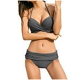 thumbnail image 1 of UTSJKR Halter Bikini Sets for Women Twist High Waisted Bikini Sexy Push Up Two Piece Swimsuits Sporty Two Piece Bathing Suits Gray XL, 1 of 4