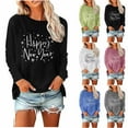 thumbnail image 1 of UTSJKR Happy Trendy Year 2026 Sweatshirts Women Merry Christmas Holiday Long Sleeve Pullover Tops Trendy Years Eve Outfits Black XXL, 1 of 6