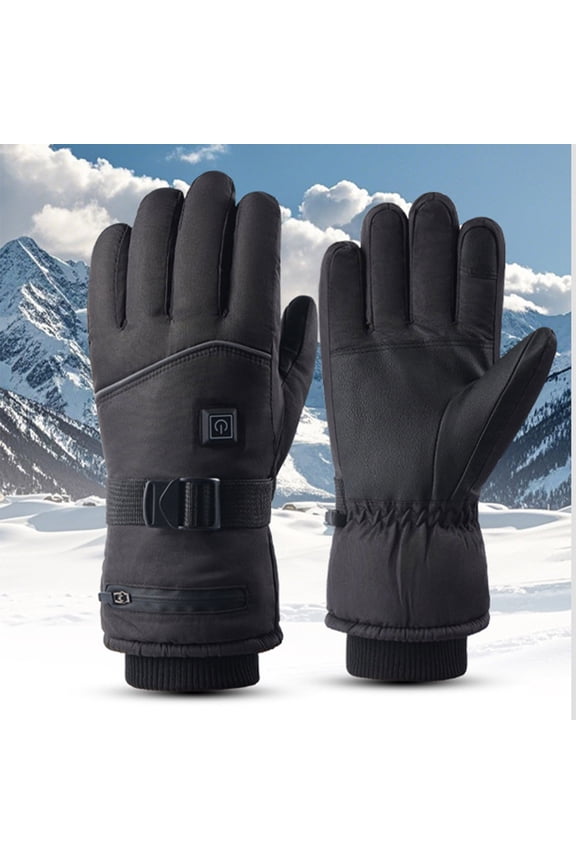 Heated Gloves for Men Women Warmers with Waterproof Windproof Touchscreen Winter Warm Heated Thermal Gloves Black