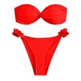 thumbnail image 1 of UTSJKR High Cut Bikini Sets for Women Knot Front Bandeau Two Piece Swimsuit Strapless Bikini Set Bathing Suit Red XL, 1 of 5