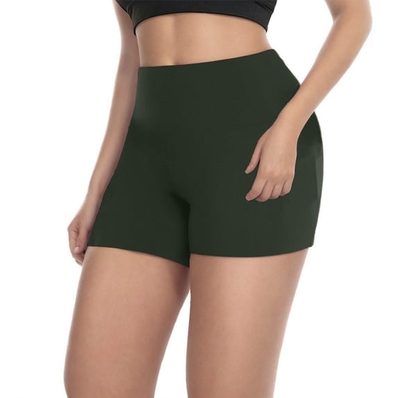 UTSJKR High Waist Shorts for Women Solid Tummy Control Workout Butt Lift Bottom Womens Yoga Trendy Seamless Running Short Army Green XXXL