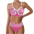 thumbnail image 1 of UTSJKR High Waisted 2 Piece Swimsuit Women Twisted Front Lace Up Back Bikini Set Side Drawstring Ruched Boyshort Swimwear Hot Pink XL, 1 of 5