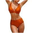 thumbnail image 1 of UTSJKR High Waisted Bikini Sets Two Piece Tummy Control Swimsuits V Neck 2025 Summer Beach Swim Bathing Suits Orange M, 1 of 2