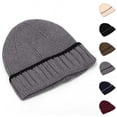 thumbnail image 1 of UTSJKR Hip Hop Beanie Mens Slouchy Knit Skull Cap Warm Stocking Hats Guys Women Striped Winter Beanie Hat Cuffed Plain Hat Gray, 1 of 3