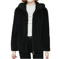 thumbnail image 1 of UTSJKR Jackets for Women Plus Size Sherpa Button Down Open Front Faux Fur Long Jacket Long Sleeve Open Front Jackets Black XXL, 1 of 6