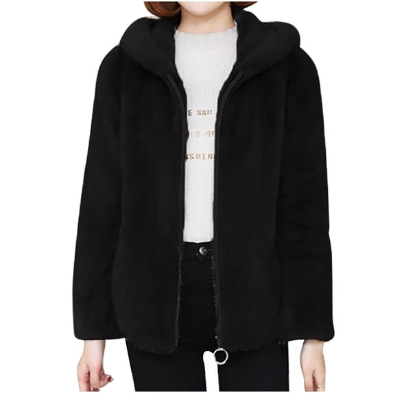UTSJKR Jackets for Women Plus Size Sherpa Button Down Open Front Faux Fur Long Jacket Long Sleeve Open Front Jackets Black XXL