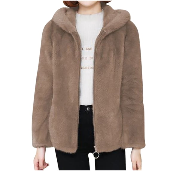 UTSJKR Jackets for Women Plus Size Sherpa Button Down Open Front Faux Fur Long Jacket Long Sleeve Open Front Jackets Coffee XXL