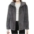 thumbnail image 1 of UTSJKR Jackets for Women Plus Size Sherpa Button Down Open Front Faux Fur Long Jacket Long Sleeve Open Front Jackets Dark Gray XXXL, 1 of 6