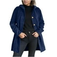 thumbnail image 1 of UTSJKR Long Cardigans for Women Trendy Loose Fit Corduroy Jacket Women Casual Fall Button Up Hooded Coat with Pockets Navy L, 1 of 9
