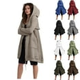 thumbnail image 1 of UTSJKR Long Hoodies for Women Zip Up Double Zipper Fleece Jacket Spring Hooded Tunic Sweatshirts Warm Winter Coat with Pockets Army Green XXL, 1 of 10