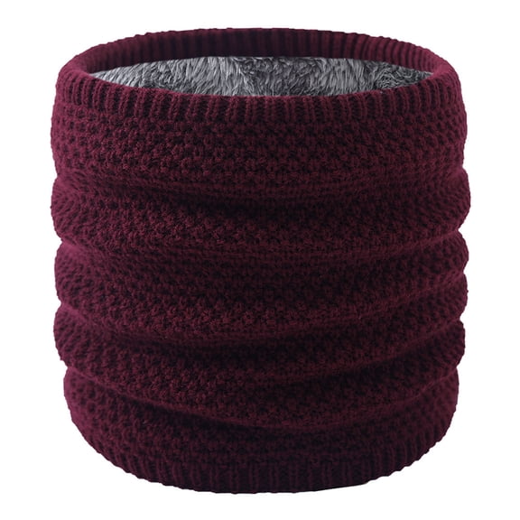 UTSJKR Loritta Neck Warmer Winter Warm Infinity Scarf Double-Layer Thick Fleece Windproof Scarves for Women Men Wine