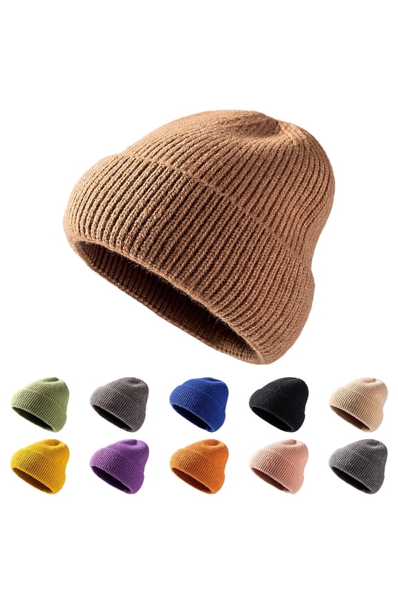 Men Beanie Outdoor Ribbed Cable Knitted Casual Beanies Lightweight Winter Warmth Comfort Beanies Hats Beige