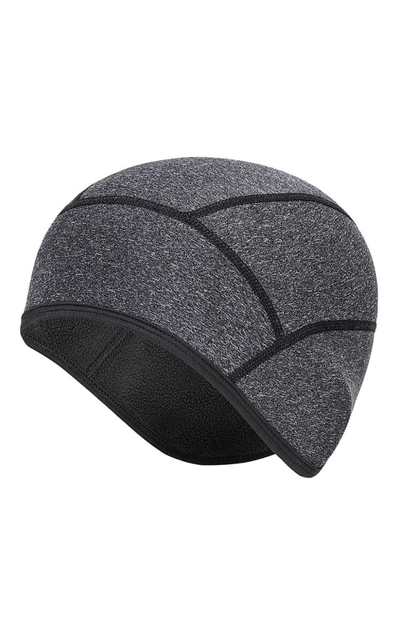 Men Outdoor Thermal Fleece Thin Skull Cap, Helmet Inner Liner Special Design, Cycling Motor Skiing Windproof Cold Resistant Head Cover Dark Gray