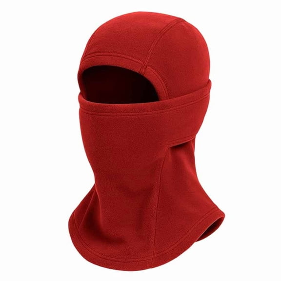 UTSJKR Men Solid Color Full Face Windproof Warm Head Cover, Multi Purpose Fleece Material, Outdoor Work Cycling Cold Resistant All Season Headgear Red