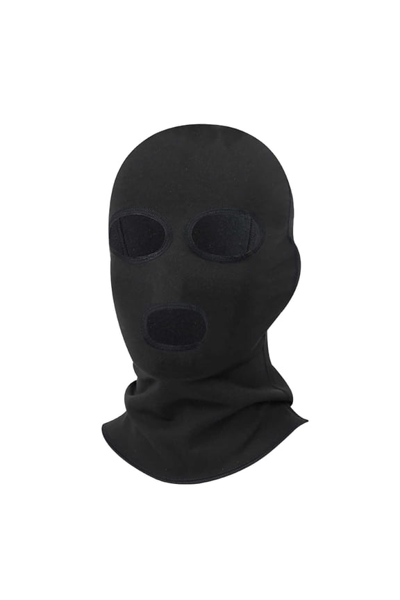 Men Tactical Three Hole Breathable Balaclava Hat, Windproof Cold Resistant Design, Outdoor Skiing Mountaineering Sports Full Face Protection Headgear Black