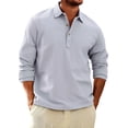 thumbnail image 1 of UTSJKR Men's Button Placket Three Quarter Sleeve Linen-Blend Button up Collared Shirt, Casual Beach Top, Summer Seaside Vacation Daily Leisure Wear Gray S, 1 of 8