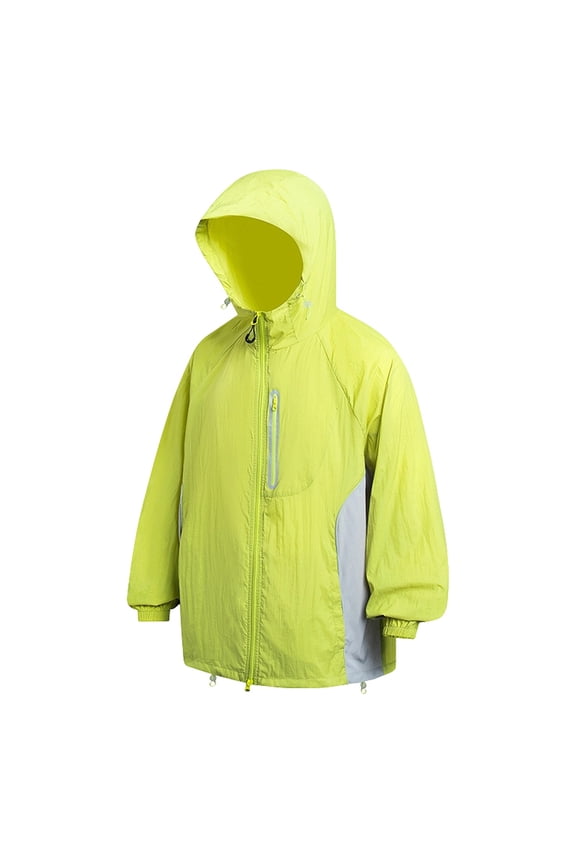 Men's Contrast Zipper Pocket Color Block Hooded Windbreaker, Casual Outdoor Jacket, Urban Street Daily Travel Trendy Windproof Wear Yellow S
