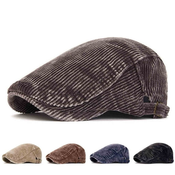 UTSJKR Men's Corduroy Flat Cap Breathable Summer Newsboy Hat Cabbie Driving Hats for Men Solid-Color Casual Fashion Caps Khaki