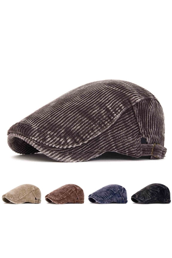 Men's Corduroy Flat Cap Breathable Summer Newsboy Hat Cabbie Driving Hats for Men Solid-Color Casual Fashion Caps Khaki
