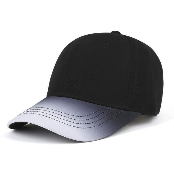 UTSJKR Men's Gradient Ombre Brim Baseball Cap, Two-Tone Adjustable Lightweight Sun Hat Outdoor Casual Black