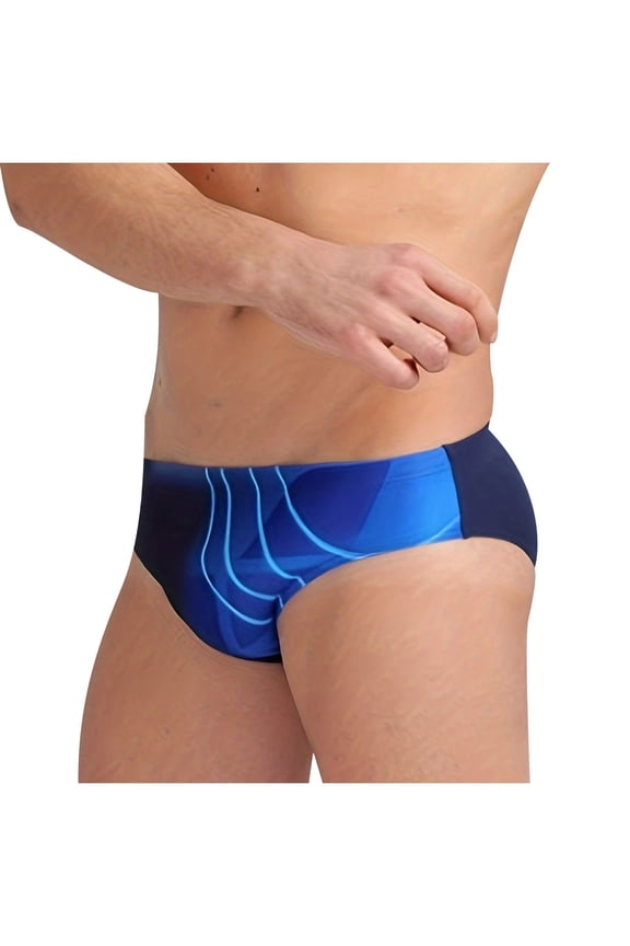 Men's High Elasticity Swim Trunks Quick Dry Beach Shorts Swim Shorts Swimwear Bathing Shorts Elastic Waist Trousers Dark Blue L