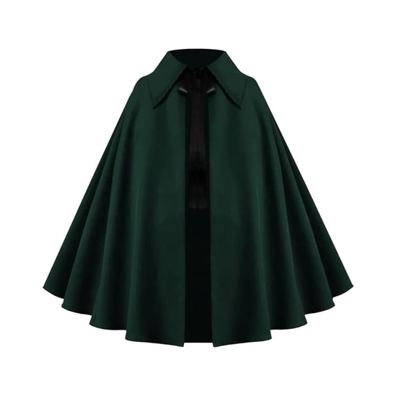 UTSJKR Men’s Lapel Collar Mid‑Length Cape Cloak with Front Ribbon Tie for Vintage Gothic Noble Themed Party Halloween Cosplay Fancy Dress Outfit Green