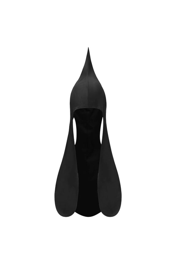 Men's Medieval Ear Flap Hood Hat, Vintage Renaissance Adjustable Costume Headwear for Themed Event Black