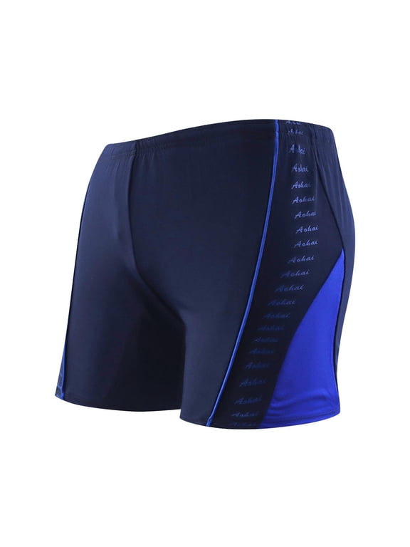 Men's Square Leg Swim Briefs Trunks Printed Swimsuit Athletic Swimwear Athletic Bathing Suit Swimming Boxers Shorts Dark Blue XXXL