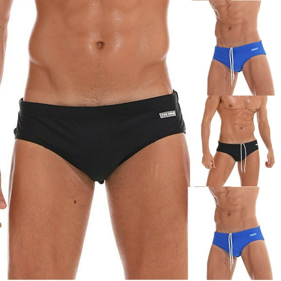 UTSJKR Men's Swimming Trunks Briefs Low Waist with Removable Pad Swimwear Elastic Beach Shorts Boxers Underwear Black 12