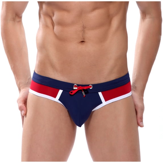 UTSJKR Men's Swimwear Beach Shorts Boxer Swim Trunks Swimsuit Briefs Pants Triangle Mid Rise Hollow Out Underwear Trendy Silk Shorts Dark Blue M