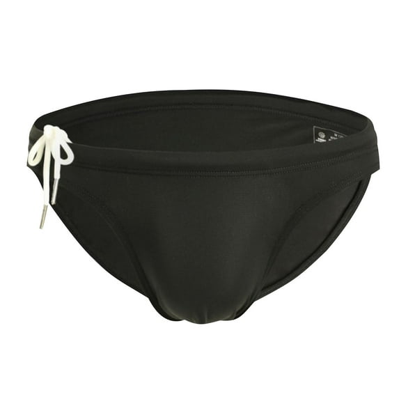 UTSJKR Men's Swimwear Briefs Soild Color Lace-up Drawstring Elastic Waistband Bottoms Underwear Quick Dry Bathing Suit Black M