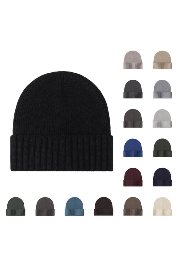 Men's Wool Knit Beanie, Fall Winter Thickened Ribbed Skull Cap, Outdoor Warm Cold Hat Winter Ski Cap Hats Brown