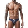 thumbnail image 1 of UTSJKR Mens Drawstring Thong Swimsuit Bulge Pouch Bikini Swimwear Adjustable Board Surf Short Briefs Surf Trunks Swim Tangas Blue S, 1 of 9
