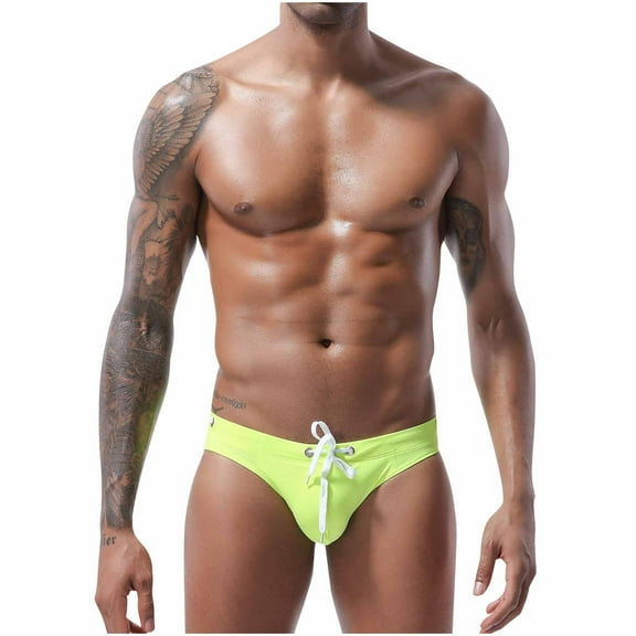 UTSJKR Mens Drawstring Thong Swimsuit Bulge Pouch Bikini Swimwear Adjustable Board Surf Short Briefs Surf Trunks Swim Tangas Green M