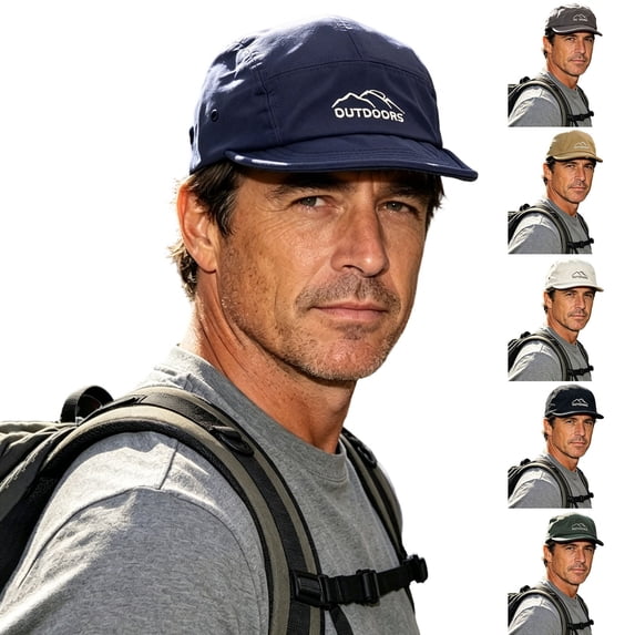UTSJKR Mens Five Panel Short Brim Utility Cap with Mesh Side Panels for Summer Valley Hike Camp Ground Relaxation Trail Run Light Breathable Travel Headwear Green