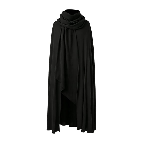 UTSJKR Mens Floor‑Length Wrapped Scarf Collar Cape Cloak Lightweight Wrinkle Fabric for Medieval Wanderer Larp Cosplay Festival Costume Accessory Black M
