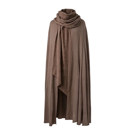UTSJKR Mens Floor‑Length Wrapped Scarf Collar Cape Cloak Lightweight Wrinkle Fabric for Medieval Wanderer Larp Cosplay Festival Costume Accessory Brown S