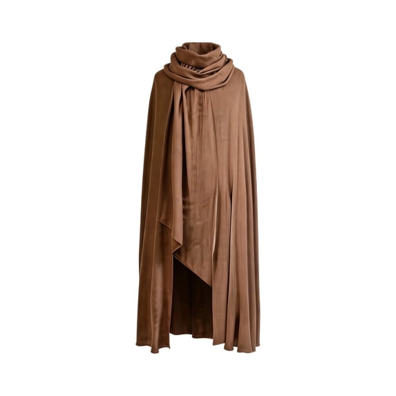 UTSJKR Mens Floor‑Length Wrapped Scarf Collar Cape Cloak Lightweight Wrinkle Fabric for Medieval Wanderer Larp Cosplay Festival Costume Accessory Coffee L