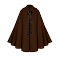 thumbnail image 1 of UTSJKR Mens Hooded Medieval Cape Cloak, Ribbon Tie Front Mid‑Length Robe, Flared Wide Sleeves Costume Outerwear for Halloween Cosplay Themed Party Brown S, 1 of 3